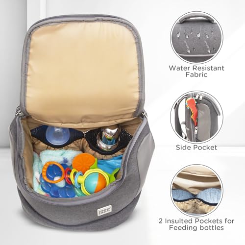 Mee Mee Nursing Diaper Bag (Grey) | Waterproof Travel Backpack with Adjustable Strap | Spacious & Stylish Mama Bag with 2 Bottle Pockets & Diaper Changing Mat | Organizer for All Baby Essentials - Image 2