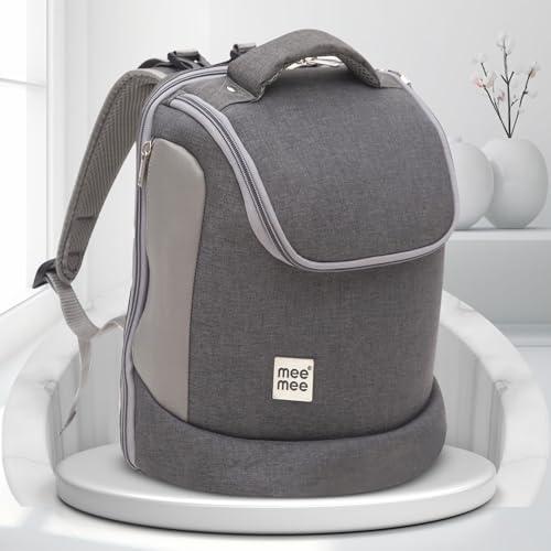 Mee Mee Nursing Diaper Bag (Grey) | Waterproof Travel Backpack with Adjustable Strap | Spacious & Stylish Mama Bag with 2 Bottle Pockets & Diaper Changing Mat | Organizer for All Baby Essentials - Image 1