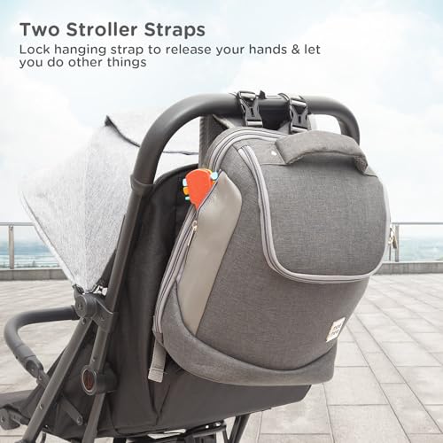 Mee Mee Nursing Diaper Bag (Grey) | Waterproof Travel Backpack with Adjustable Strap | Spacious & Stylish Mama Bag with 2 Bottle Pockets & Diaper Changing Mat | Organizer for All Baby Essentials - Image 5