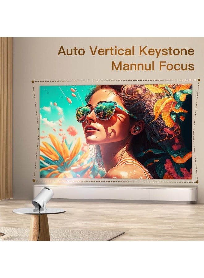4K HY-300 Pro Mini Projector with WiFi 6 and Bluetooth 5.0 Outdoor Movie Projector Portable Smart Projector for Home Theater Compatible with iOS Android PC DVD (White)  - Image 4