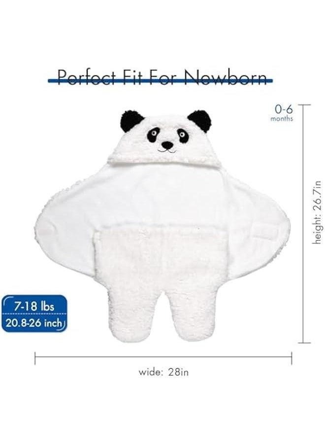 MIXDE 1 Pcs Kids Baby Swaddle, Cute Bear Natural Swaddle Blanket Wrap, Baby Sleeping Bag with Split Legs, Kick Protection Warm Hug Newborn Essentials Softness Plush Blanket, 0-6 Months (White)  - Image 5