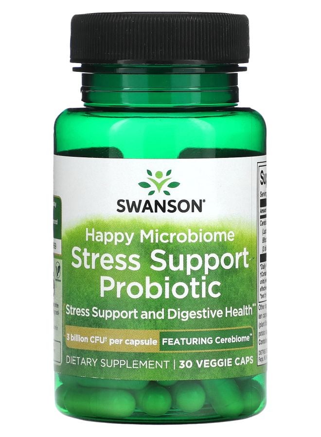 Happy Microbiome Stress Support Probiotic 3 Billion CFU 30 Veggie Caps