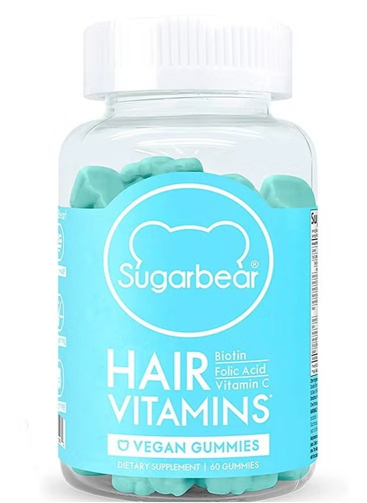 AS SEEN ON TV Sugar Bear Hair Vitamin Gummies - Hair Growth & Strength Supplement | Vegan, Biotin, Vitamin C, D, B12, 60 Count 