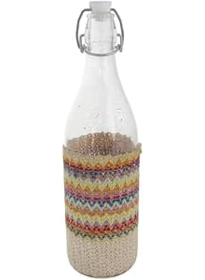 Zinnia Summer-Waves 1L Water Bottle with Cloth Cover