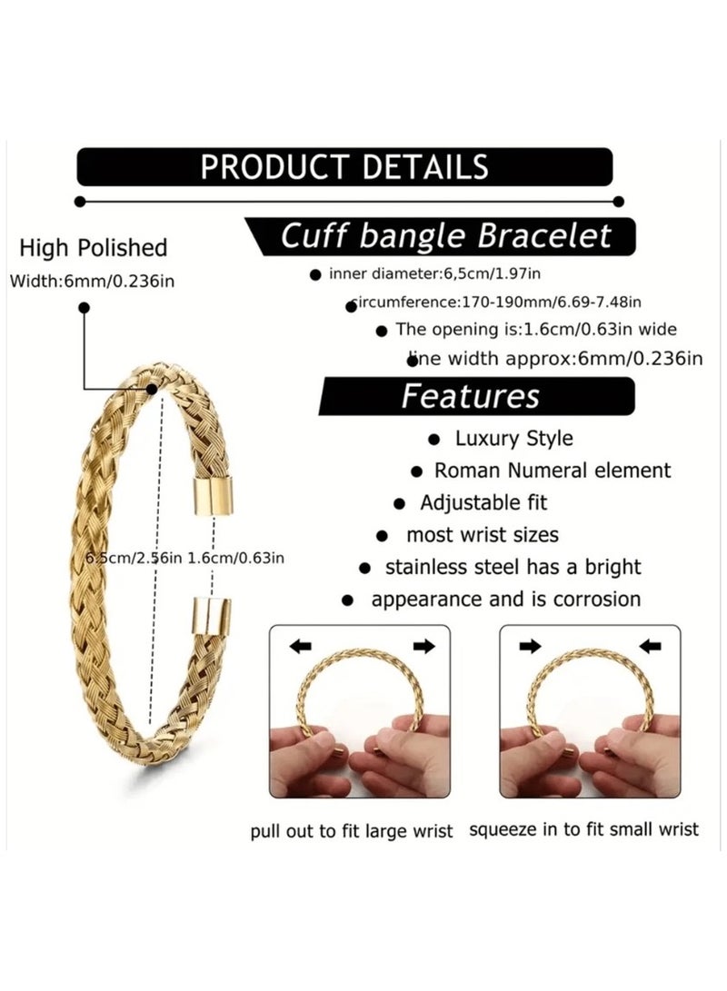 إيكوال اسوارة نسائية أنيقة وعالية الجودة مصنوعة من الاستانلس ستيل مطلية باللون الذهبي - Image 4