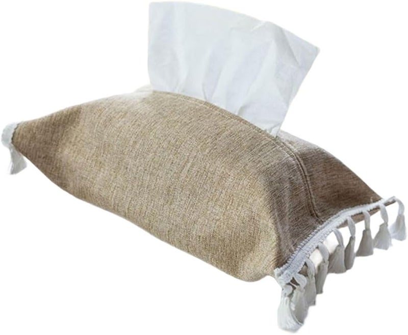 غطاء صندوق المناديل من قماش لون القهوة أنيق ومتين ومحمول لتزيين المنزل والمكتب - Image 1