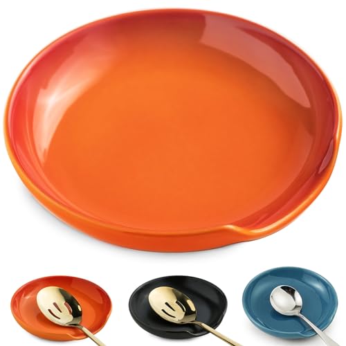 LYEOBOH LYEOBOH Spoon Rest for Stove Top Ceramic Kitchen Spoon Holder 5 Inch Cute Fall Spoon Rest Cooking Ladles Rest for Spatula Housewarming Christmas Mothers Day Gifts Orange PC1 
