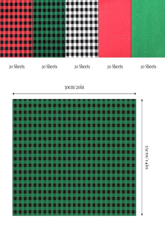 PAPER FAIR 100 Sheets Christmas Plaid Gift Tissue Paper Set, Red Green Assorted Holiday Gift Wrapping Tissue Paper, for Gift Bag Box Xmas Tree Stocking Decor, 20x14in - Image 3
