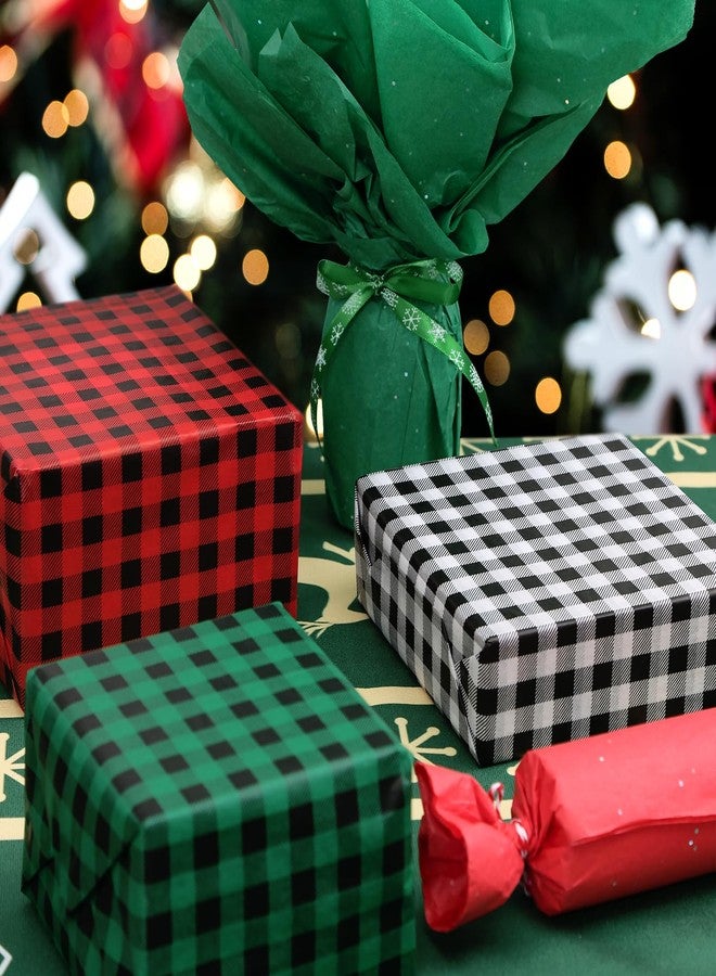 PAPER FAIR 100 Sheets Christmas Plaid Gift Tissue Paper Set, Red Green Assorted Holiday Gift Wrapping Tissue Paper, for Gift Bag Box Xmas Tree Stocking Decor, 20x14in - Image 2