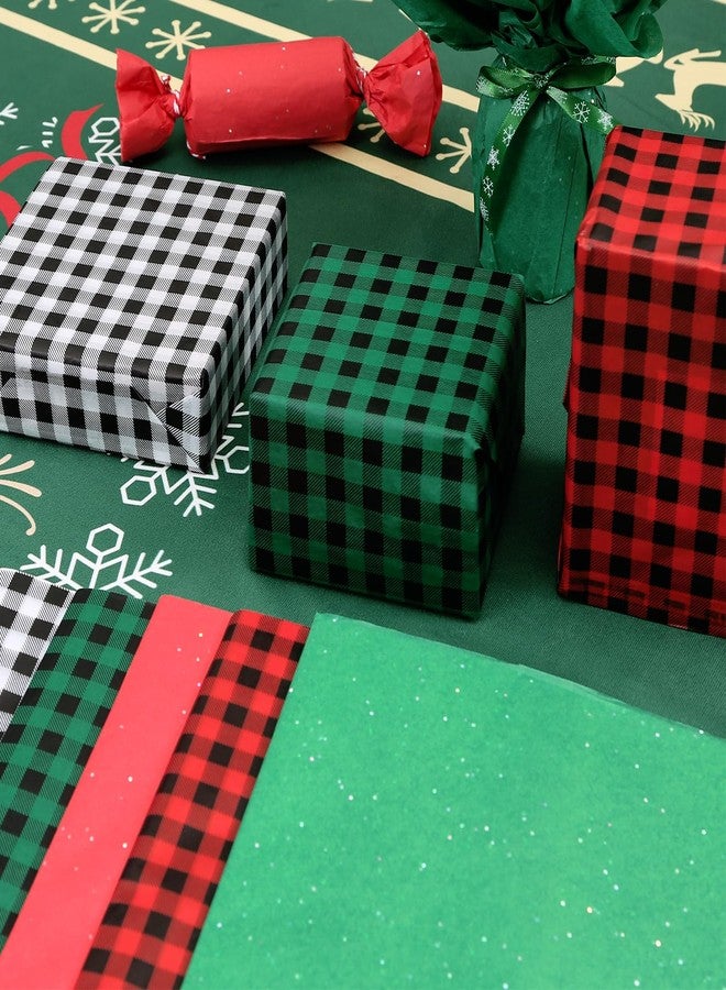 PAPER FAIR 100 Sheets Christmas Plaid Gift Tissue Paper Set, Red Green Assorted Holiday Gift Wrapping Tissue Paper, for Gift Bag Box Xmas Tree Stocking Decor, 20x14in - Image 5