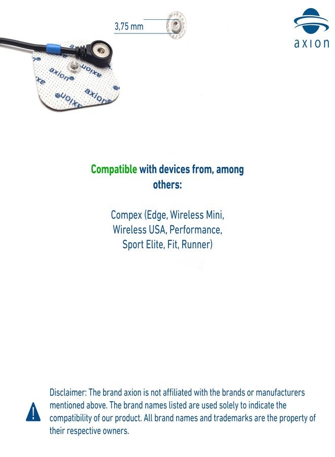 axion 20 Electrodes Compatible with COMPEX - TENS EMS Pads Easy snap 5x5cm - Button Connection 3.75mm - Brand Quality - Image 2