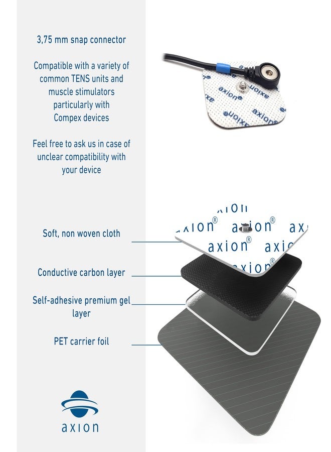 axion 20 Electrodes Compatible with COMPEX - TENS EMS Pads Easy snap 5x5cm - Button Connection 3.75mm - Brand Quality - Image 5