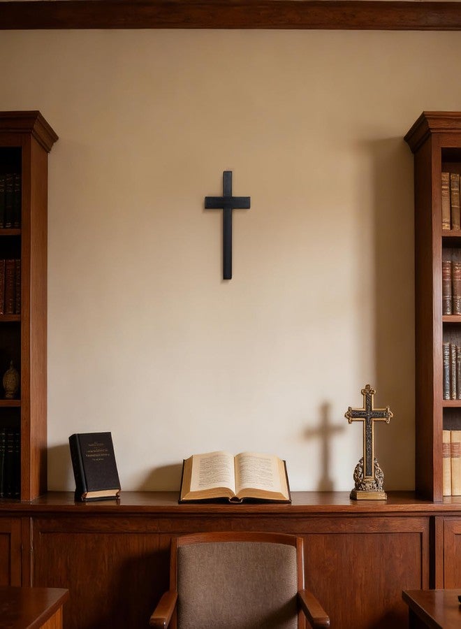 IMIKEYA Wooden Cross for Decor - 11 Inch Black Crucifix Wall Cross Christian Catholic Crosses for Home Religious Faith Church - Image 3