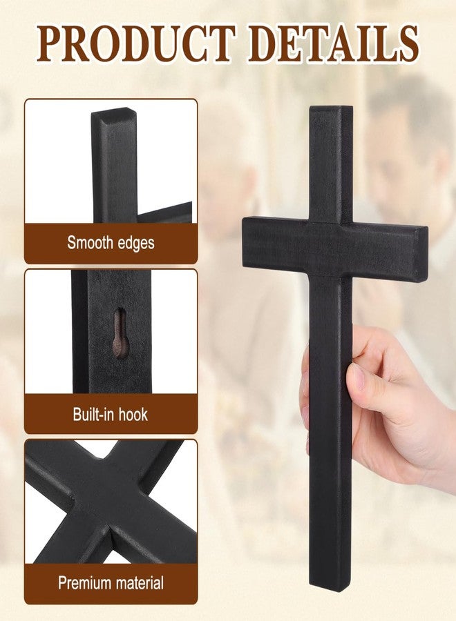 IMIKEYA Wooden Cross for Decor - 11 Inch Black Crucifix Wall Cross Christian Catholic Crosses for Home Religious Faith Church - Image 4