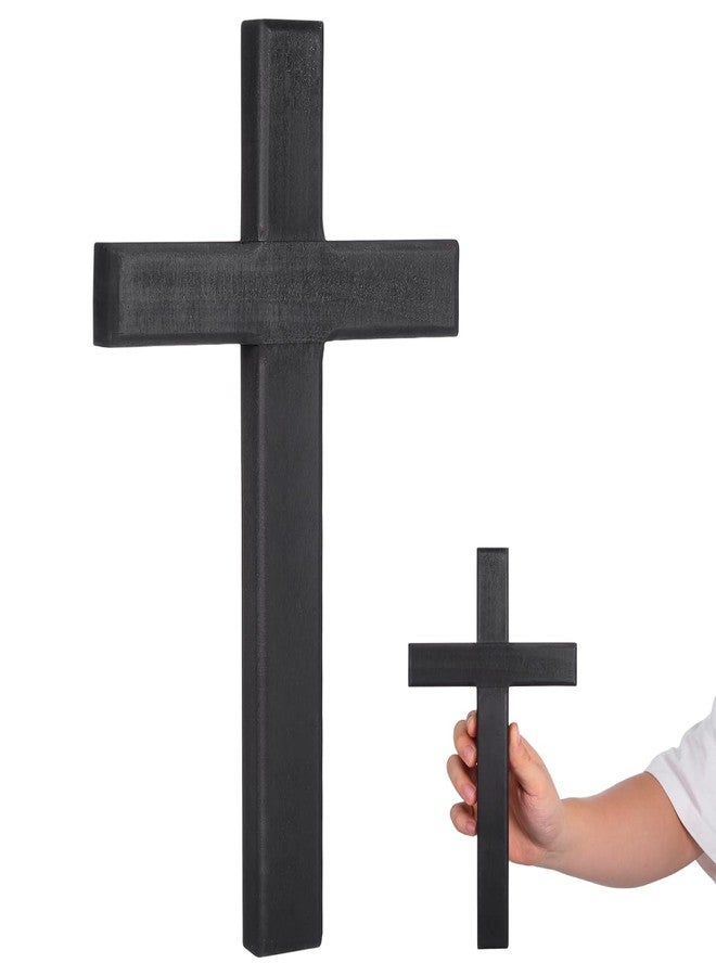 IMIKEYA Wooden Cross for Decor - 11 Inch Black Crucifix Wall Cross Christian Catholic Crosses for Home Religious Faith Church - Image 1
