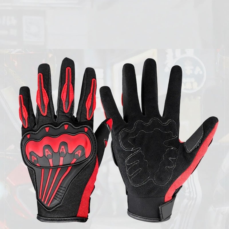 BSDDP Motorcycle Riding Gloves L Red: Breathable Mesh Fabric - Anti-slip Palm Panel Impact Protection Shell Guard for Outdoor Riding - Image 4