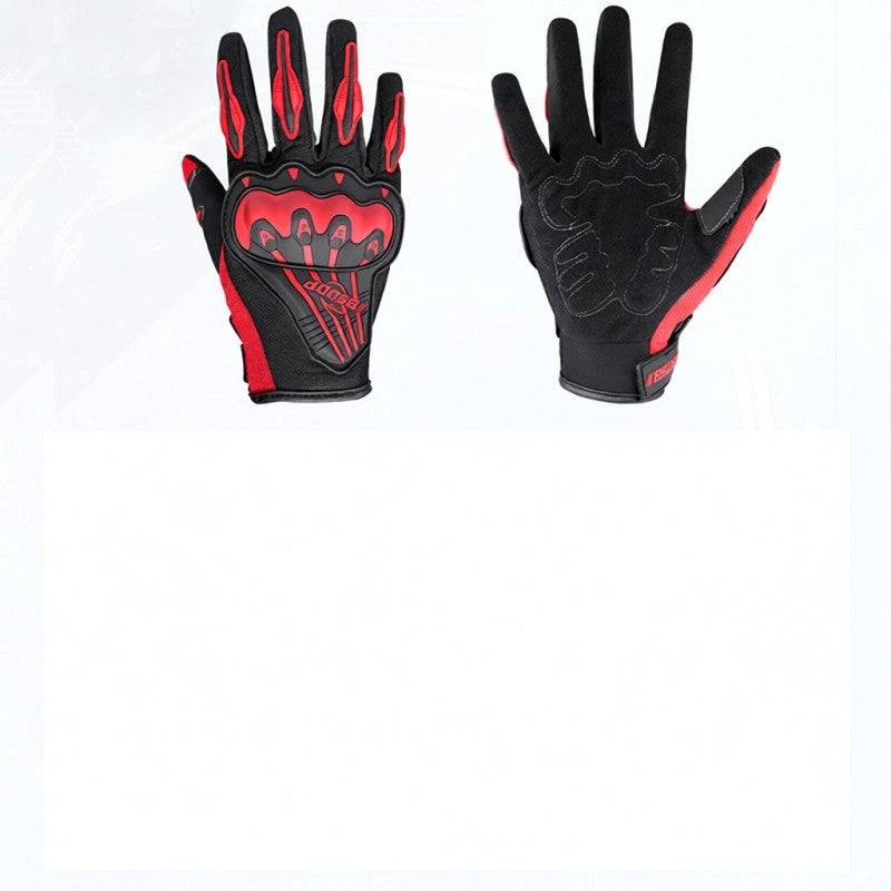 BSDDP Motorcycle Riding Gloves L Red: Breathable Mesh Fabric - Anti-slip Palm Panel Impact Protection Shell Guard for Outdoor Riding - Image 3