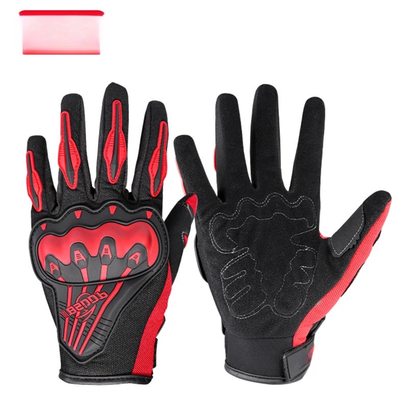 BSDDP Motorcycle Riding Gloves L Red: Breathable Mesh Fabric - Anti-slip Palm Panel Impact Protection Shell Guard for Outdoor Riding - Image 1