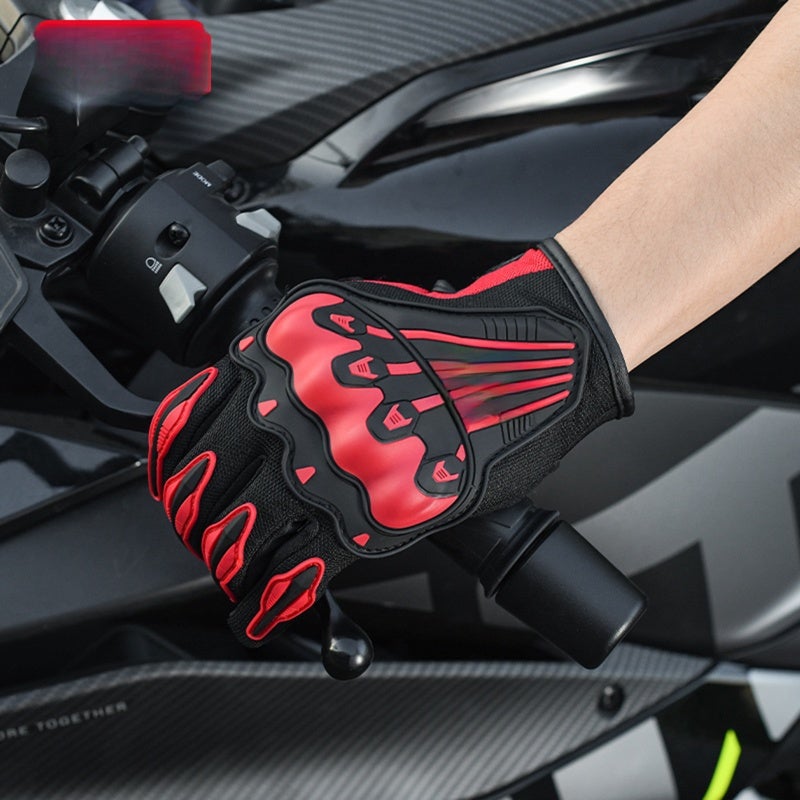 BSDDP Motorcycle Riding Gloves L Red: Breathable Mesh Fabric - Anti-slip Palm Panel Impact Protection Shell Guard for Outdoor Riding - Image 5
