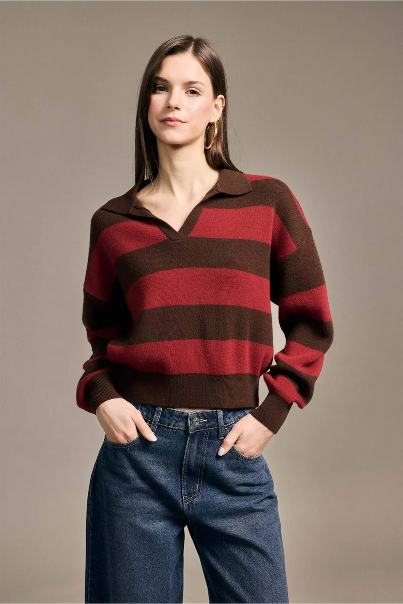 Defacto Oversize Fit V-Neck Pullover