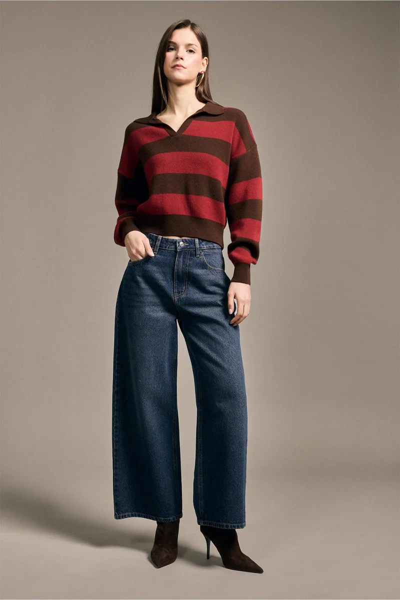 Defacto Oversize Fit V-Neck Pullover
