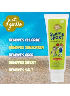Just Gentle Just Gentle Swim & Sport Shampoo and Body Wash - Fruity Fresh, Washes Away Chlorine, Salt, Sweat & Odor, Enriched with Argan Oil, Jojoba Oil, Shea Butter & Aloe Vera, 180ml  - Image 4