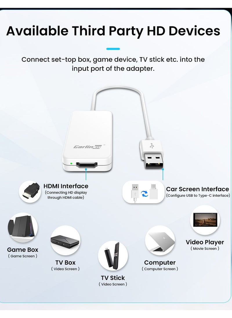 Carlinkit - HD2CP Wired CarPlay HDMI For Youtube Netflix Game Box Switch in Play adapter HDMI For PS 5 4 Fire TV Sticks DVD Game Remote Control Streaming media adapter For BENZ AUDI KIA Hyundai video - Image 1