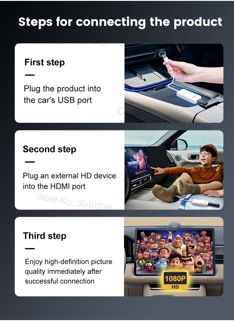 Carlinkit - HD2CP Wired CarPlay HDMI For Youtube Netflix Game Box Switch in Play adapter HDMI For PS 5 4 Fire TV Sticks DVD Game Remote Control Streaming media adapter For BENZ AUDI KIA Hyundai video - Image 1