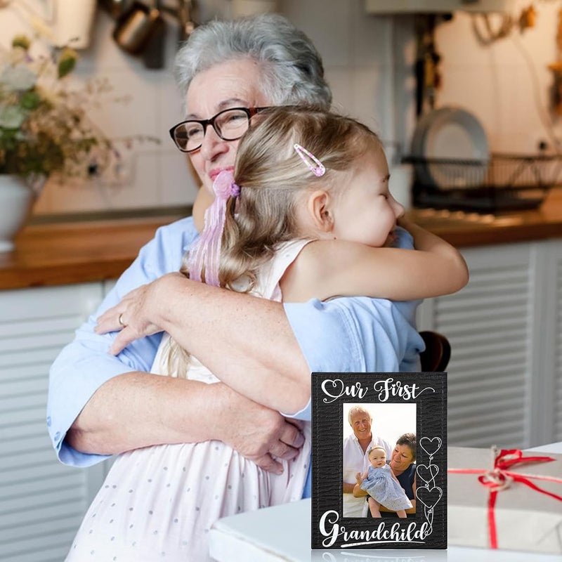 FLYAB First Time Grandparents Picture Frame  Our First Grandchild Leather Photoframe for New Grandparents Christmas Gifts for First Time Grandma Picture Frame Grandparents Day Gifts - Image 3