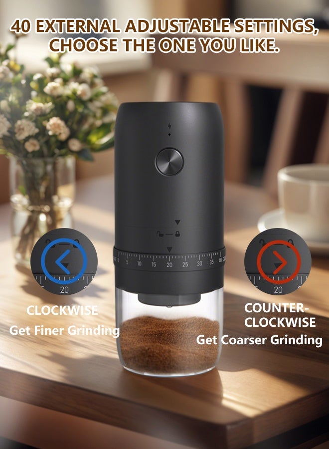 Portable Electric Coffee Grinder with 40 Adjustable Settings, Conical Ceramic Burr, 1800mAh Rechargeable Cordless Burr Coffee Grinder for Home, Travel, Office, Camping  - Image 4