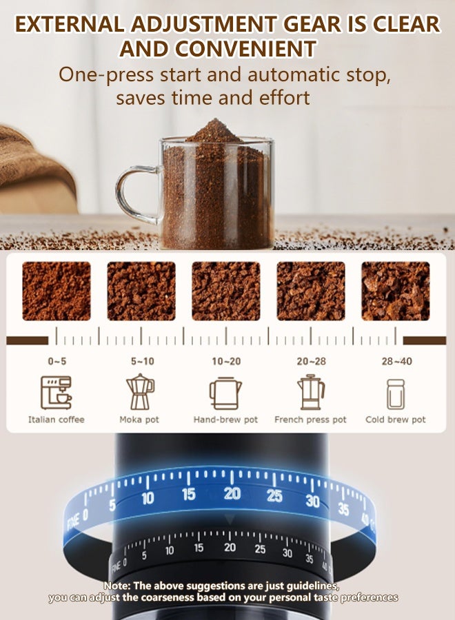 Portable Electric Coffee Grinder with 40 Adjustable Settings, Conical Ceramic Burr, 1800mAh Rechargeable Cordless Burr Coffee Grinder for Home, Travel, Office, Camping  - Image 5