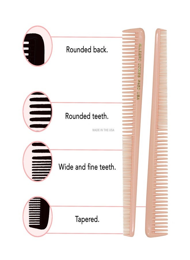 Allegro Combs Allegro Tapered Hair Combs - 6 Pcs Barber & Hairstylist Combs for Men & Women, Made in USA (Rose) - Image 5