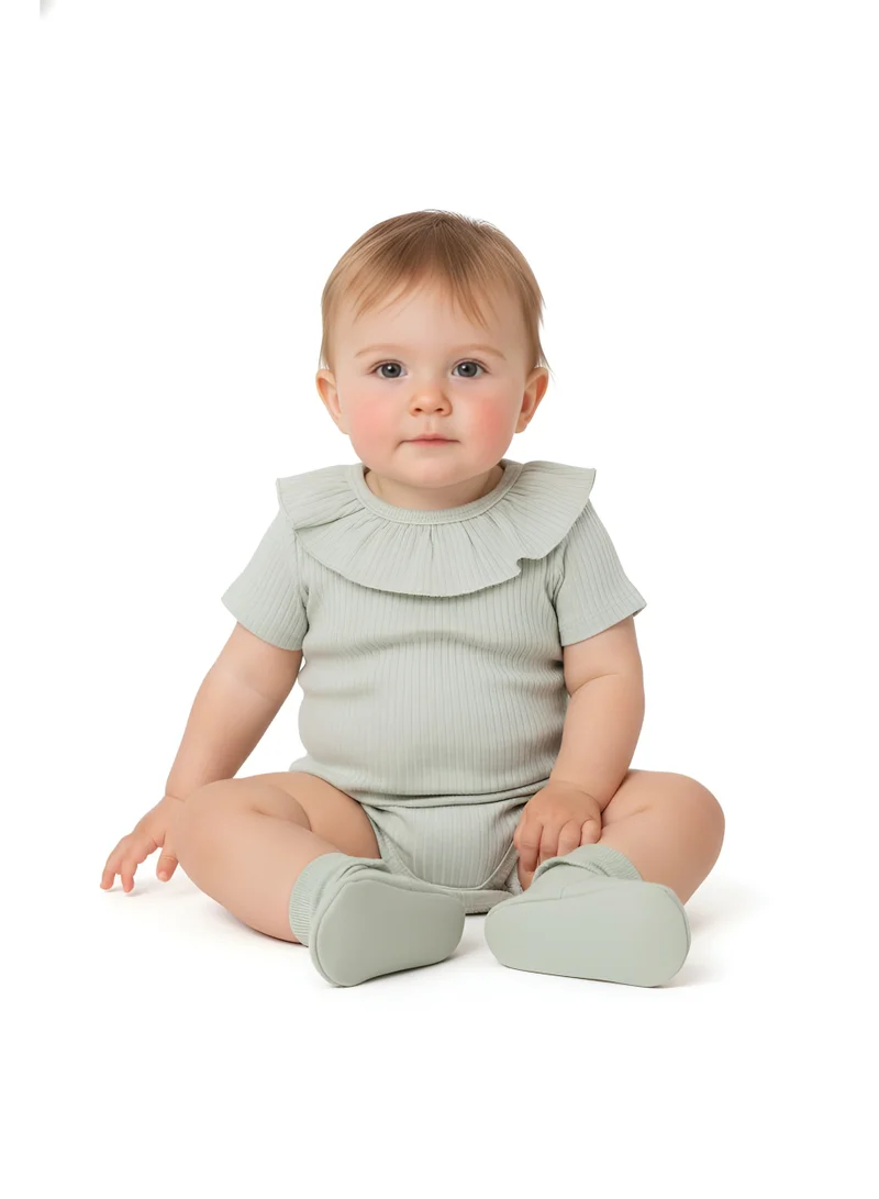 بامبيميسي Bambimici Plain Olive Green Sleeve Bodysuit