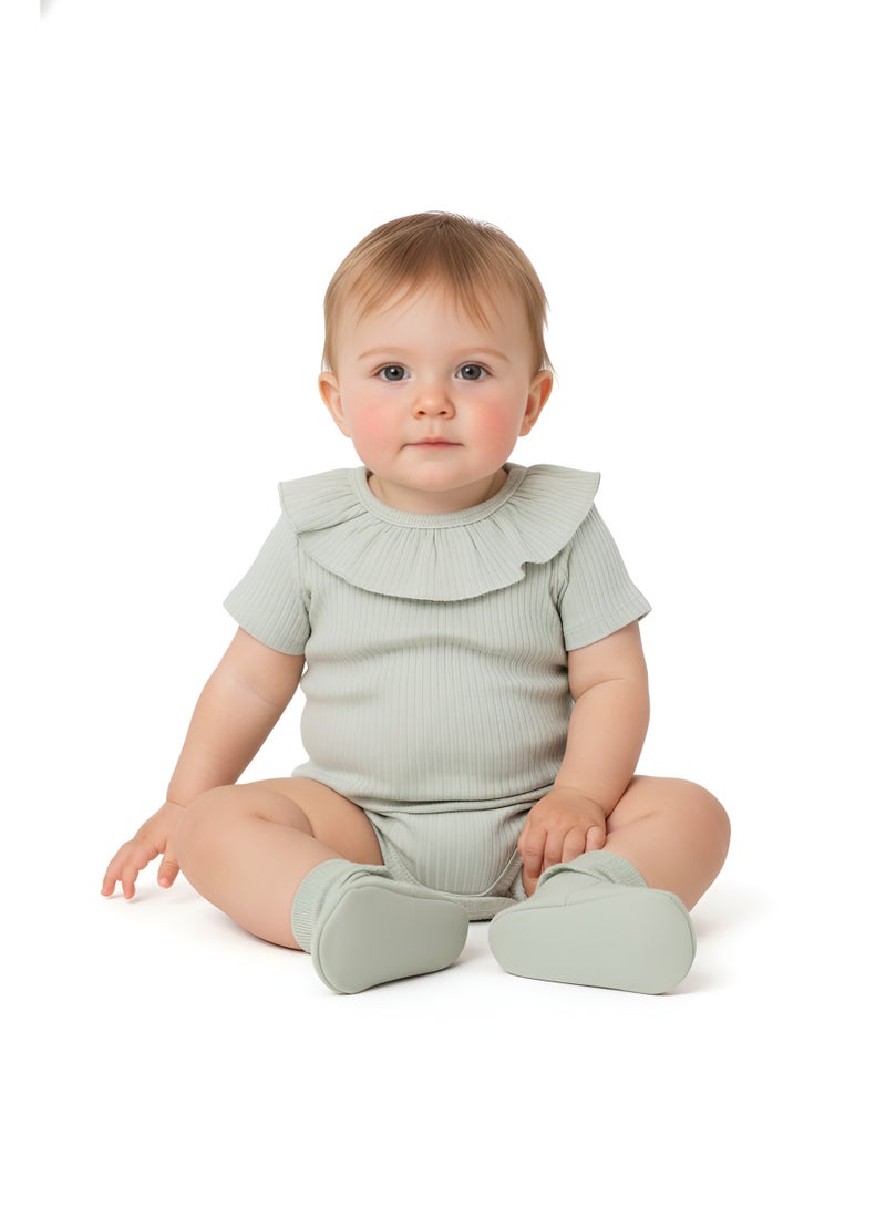 Bambimici Plain Olive Green Sleeve Bodysuit - Image 1