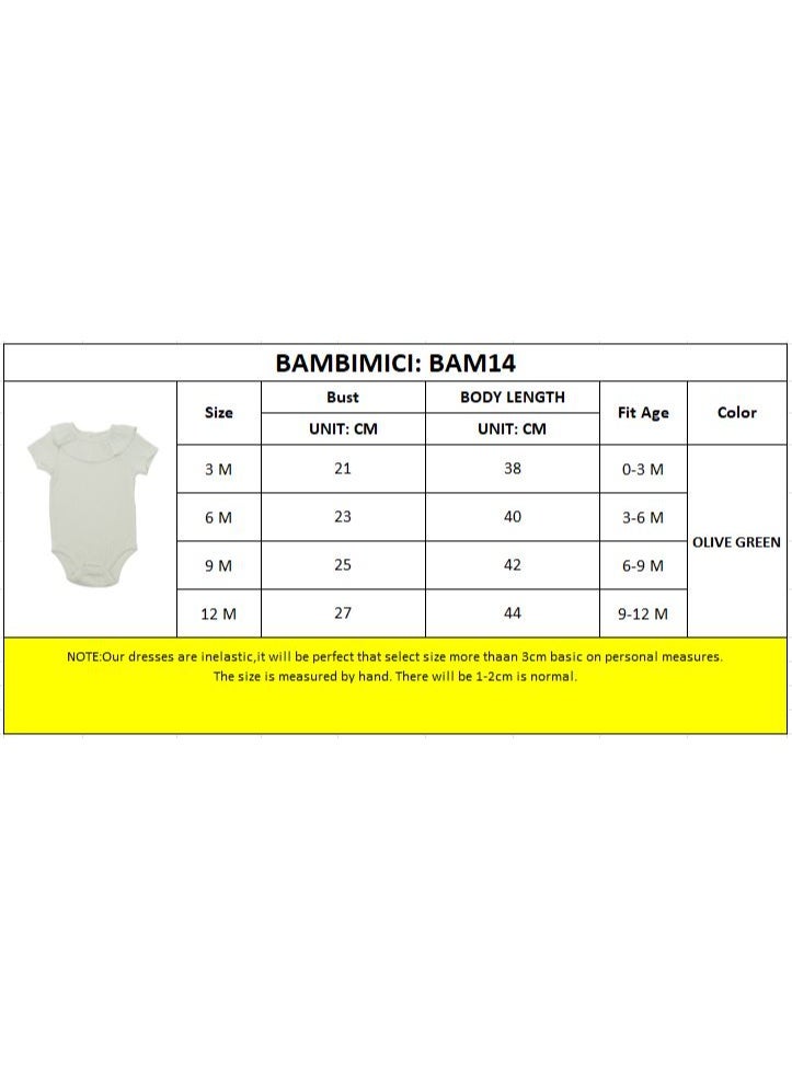 Bambimici Plain Olive Green Sleeve Bodysuit - Image 4