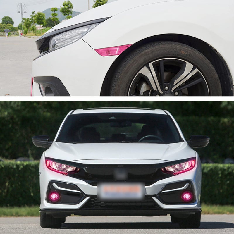 TOMALL 3 Pair Vinyl Smoke Tint Fog Light Headlight Side Marker Light Film for Honda Civic 2016-2021 Fender Turn Signal Light Stickers Self Adhesive Decals Car Vinyl Smoke Stickers Decoration (Pink) - Image 4