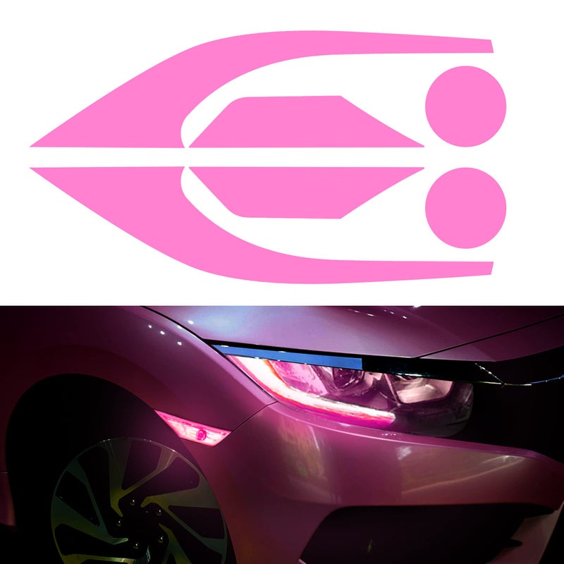 TOMALL 3 Pair Vinyl Smoke Tint Fog Light Headlight Side Marker Light Film for Honda Civic 2016-2021 Fender Turn Signal Light Stickers Self Adhesive Decals Car Vinyl Smoke Stickers Decoration (Pink) - Image 1