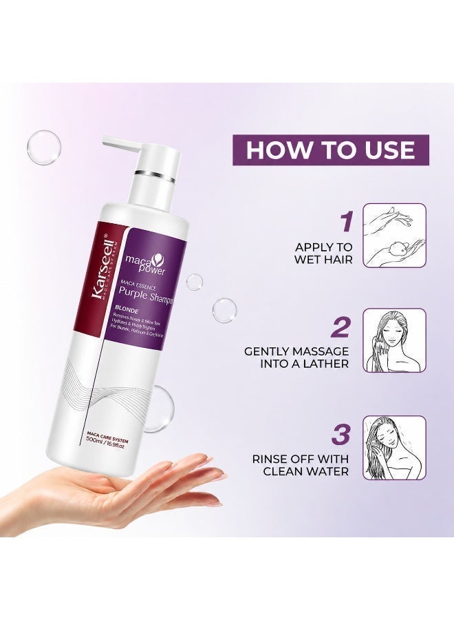 Karseell Maca Power Purple Shampoo – Maca Essence Blonde Care 500ml - Image 5