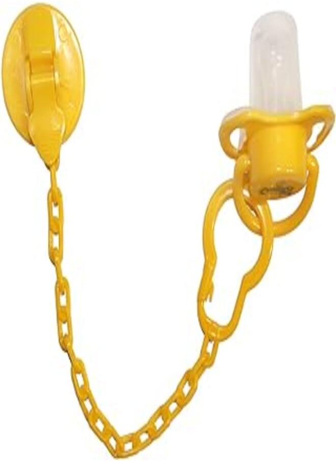 Candy Baby - Candy Baby Round Soother With Soother Chain BPA Free For Unisex-Yellow-6-18Month - Image 1