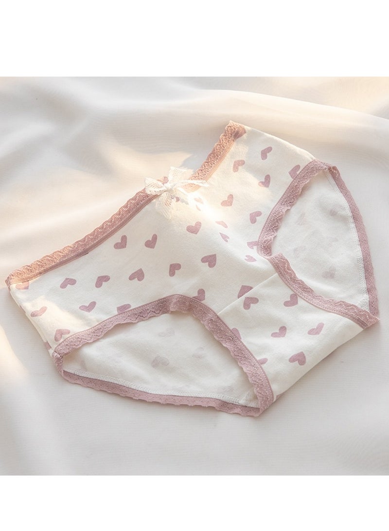 مجموعة من 5 ملابس داخلية قطنية أنيقة بخصر متوسط، ملابس داخلية مريحة وجيدة التهوية للفتيات - Image 4