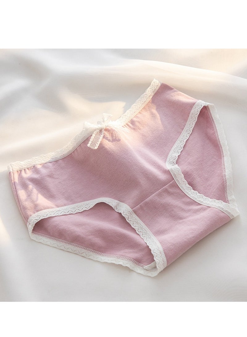 مجموعة من 5 ملابس داخلية قطنية أنيقة بخصر متوسط، ملابس داخلية مريحة وجيدة التهوية للفتيات - Image 5