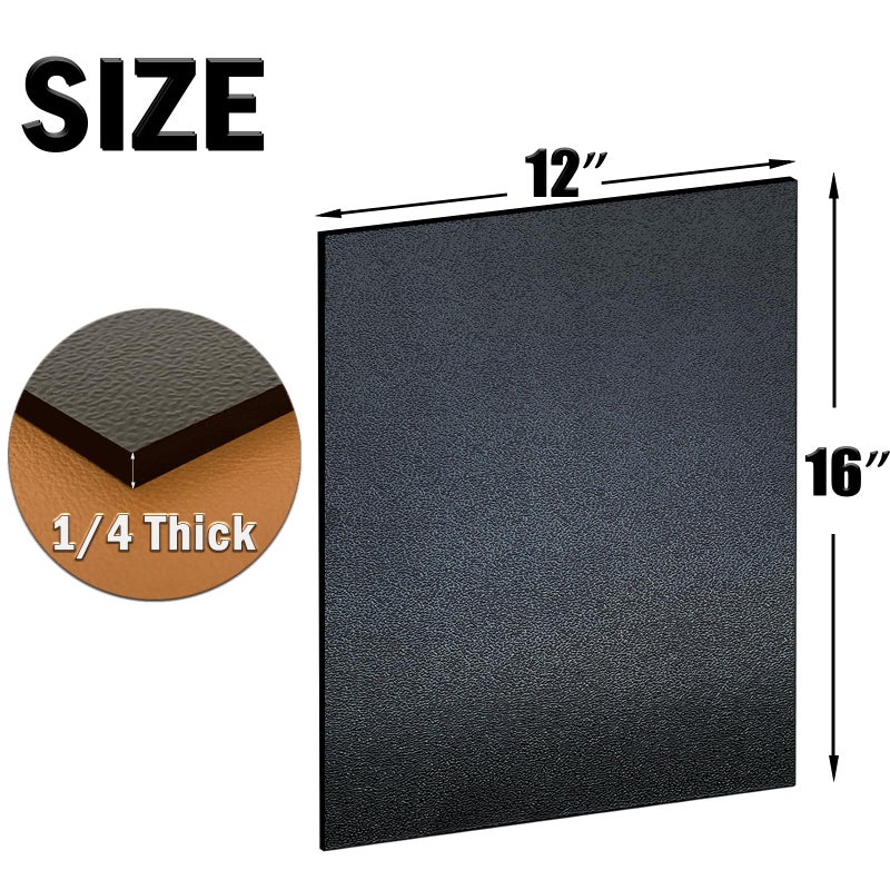DUYKQEM ABS Plastic Sheet 1/4 Inch Thick 12" x 16" (2-Pack)ï¼ŒBlack Rigid Moldable Panel with Different Surfaces (Textured Front & Smooth Back) for Structural Parts, Project Enclosures, and DIY Home Decor, etc. - Image 2
