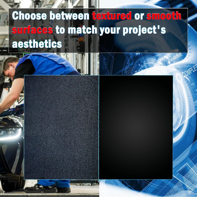 DUYKQEM ABS Plastic Sheet 1/4 Inch Thick 12" x 16" (2-Pack)ï¼ŒBlack Rigid Moldable Panel with Different Surfaces (Textured Front & Smooth Back) for Structural Parts, Project Enclosures, and DIY Home Decor, etc. - Image 4