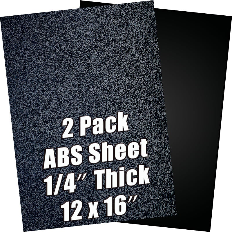 DUYKQEM ABS Plastic Sheet 1/4 Inch Thick 12" x 16" (2-Pack)ï¼ŒBlack Rigid Moldable Panel with Different Surfaces (Textured Front & Smooth Back) for Structural Parts, Project Enclosures, and DIY Home Decor, etc. - Image 1