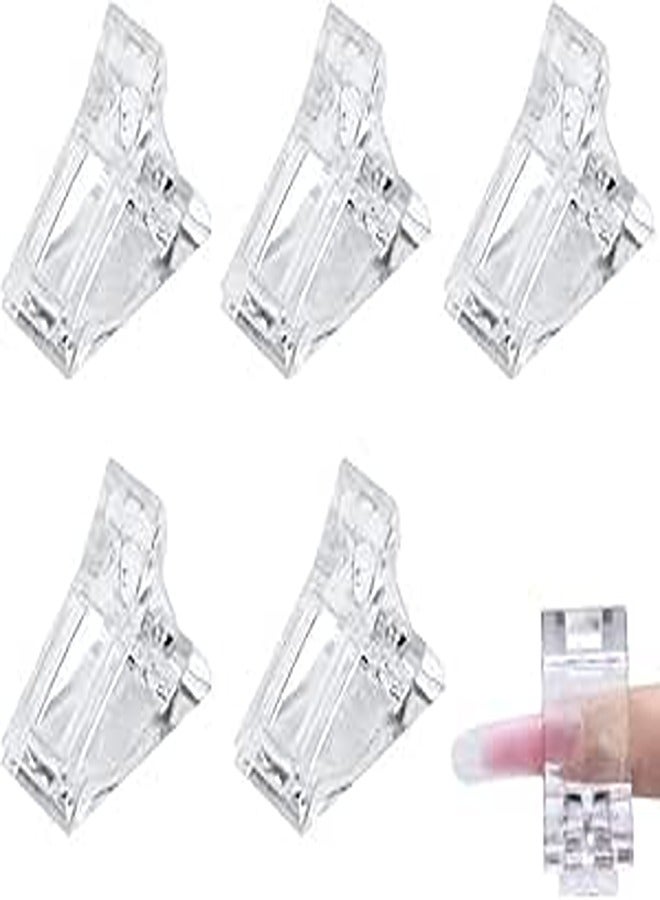 Pengxiaomei 5 قطع من مشابك أطراف الأظافر لبناء سريع من البولي جل، مشابك بولي جل للأظافر، مشبك تمديد الأصابع البلاستيكي الشفاف، مصباح الأشعة فوق البنفسجية LED، مانيكير DIY من أجل البولي جل