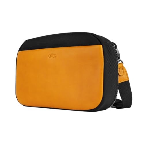 alto Italian Leather Crossbody Travel Bag Electronics Organizer Travel Case Electronic Accessories Portal Tech Pouch for Essenials Storage Raven Black and Caramel Brown - Image 1