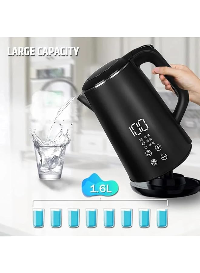 Denx Electronic Kettle 1.6 L Stainless Steel Digital Temperature Control 5 6 Minutes Boiling Time Dx2087 - Image 2
