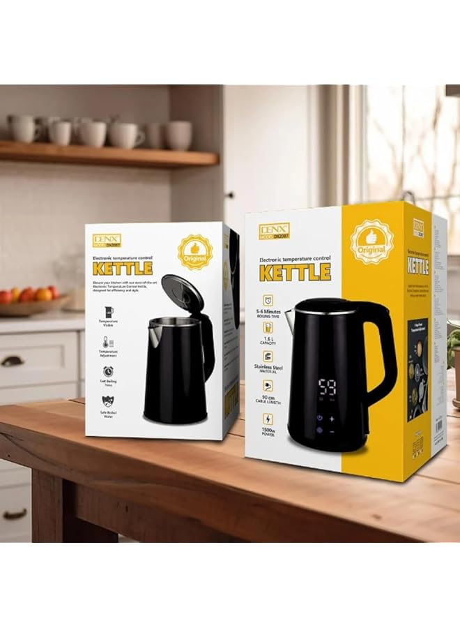 Denx Electronic Kettle 1.6 L Stainless Steel Digital Temperature Control 5 6 Minutes Boiling Time Dx2087 - Image 5