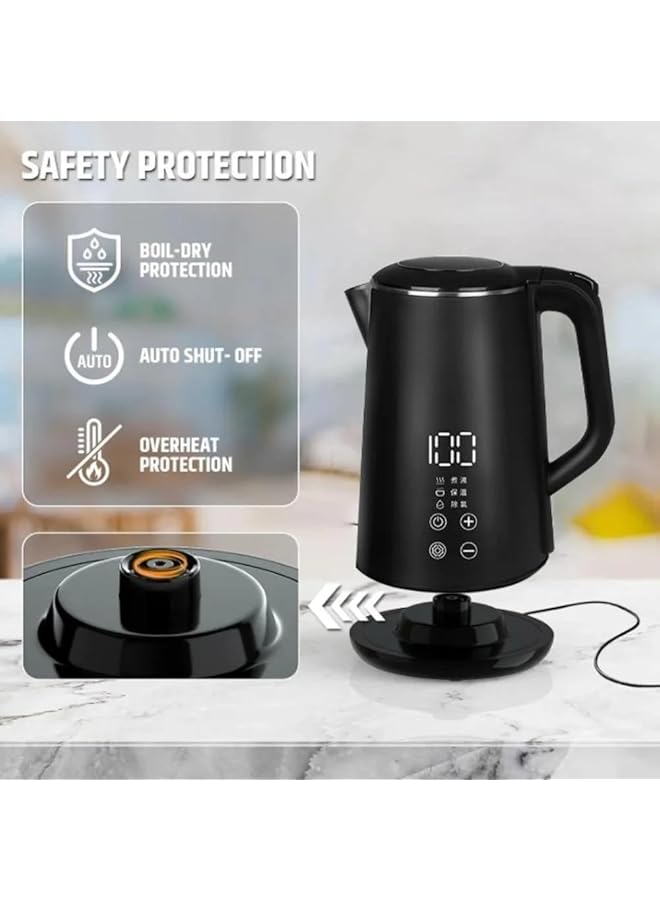 Denx Electronic Kettle 1.6 L Stainless Steel Digital Temperature Control 5 6 Minutes Boiling Time Dx2087 - Image 3