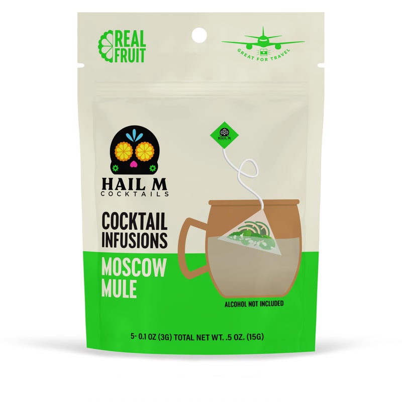 Moscow Mule Cocktail Infusion Kit - DIY Sugar-Free Ginger Lime & Mint Mixer for Vodka or Whiskey - Clean Ingredients, No Preservatives - Craft Cocktail Kit - 5 Cocktail Teabags - Image 1